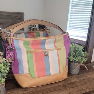 Coach EUC Hamptons Legacy Stripe Shoulder Bag 19389